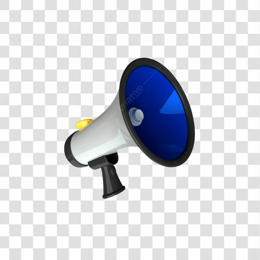 Icone Megafone Azul e Branco PNG com fundo transparente