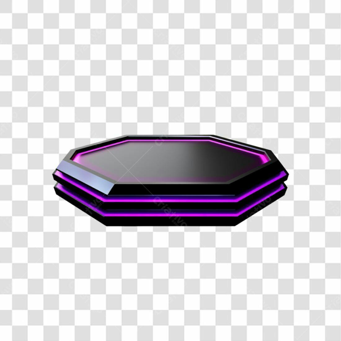 Plataforma Octagonal Preta e Roxa PNG com fundo transparente
