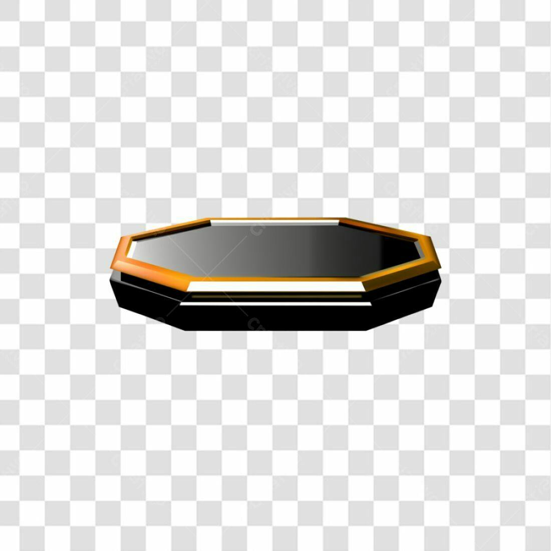 Icone Octagonal Preto e Dourado PNG com fundo transparente