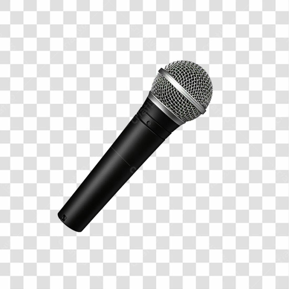 Icone Microfone Preto e Prata PNG com fundo transparente