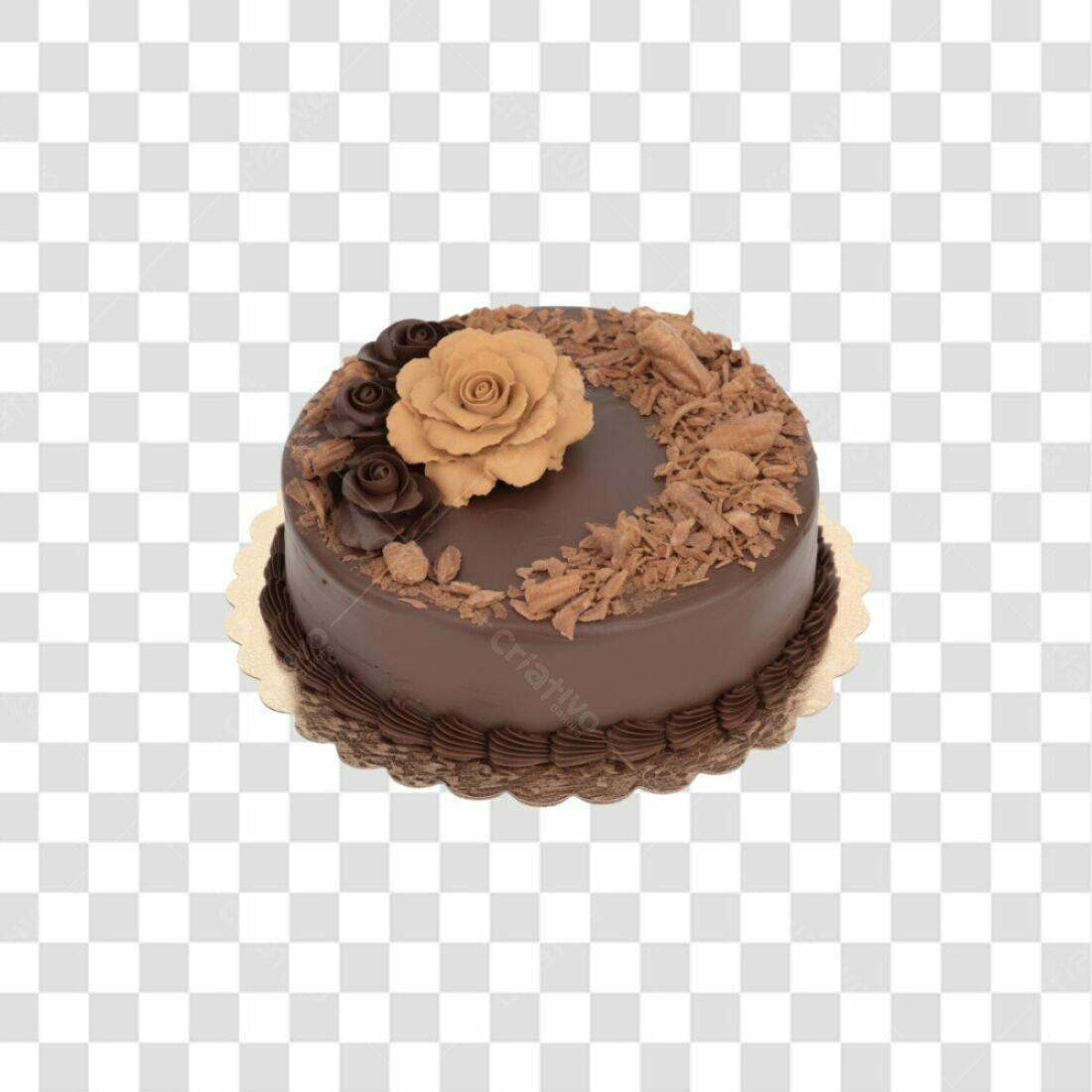 Imagem Bolo Chocolate Rosas PNG com fundo transparente