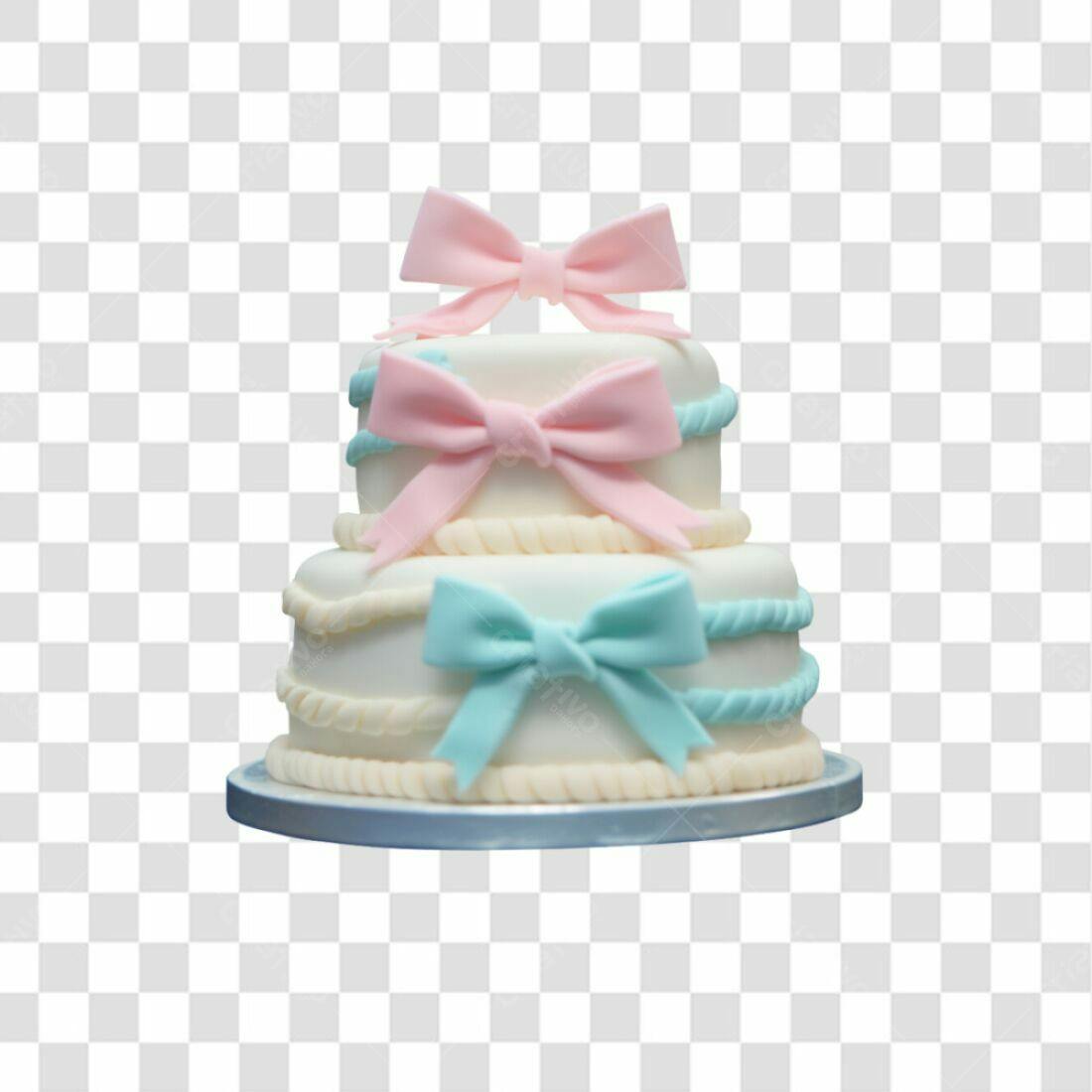 Icone Bolo de Casamento Rosa e Azul PNG com fundo transparente