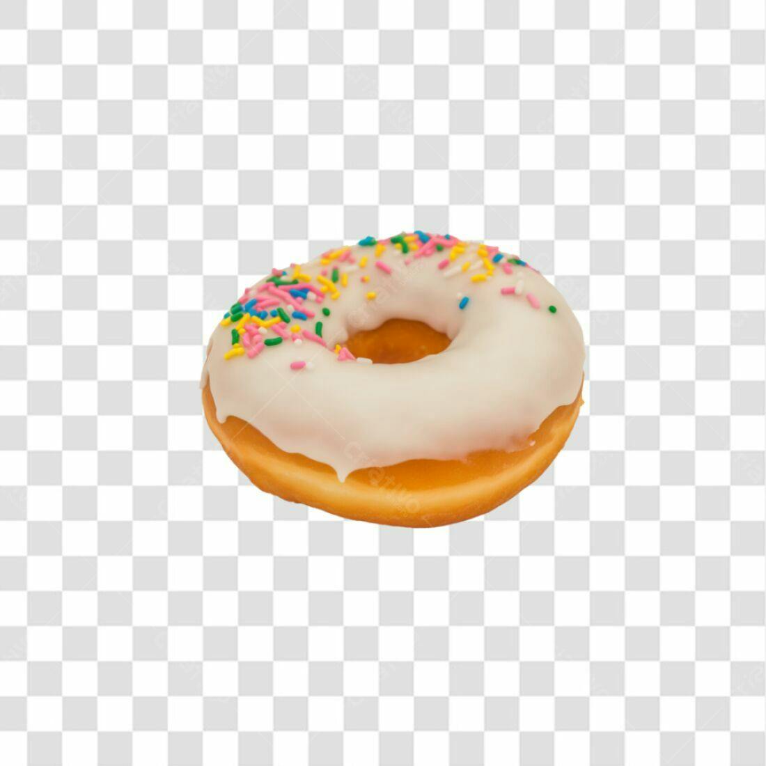 Icone Donut com cobertura branca e granulado PNG com fundo transparente
