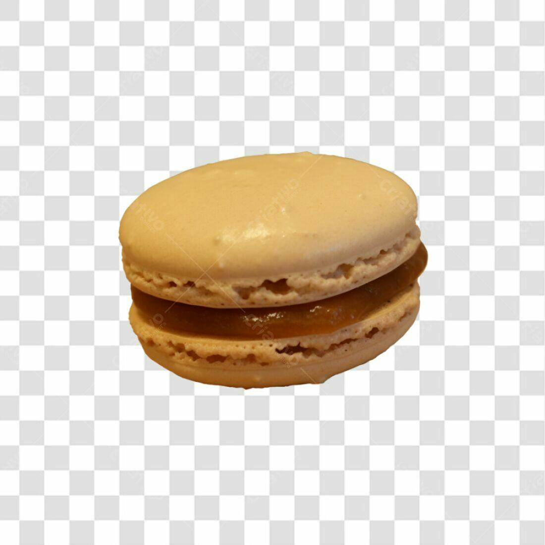 Icone Macaron Bege com Recheio Caramelo PNG com fundo transparente