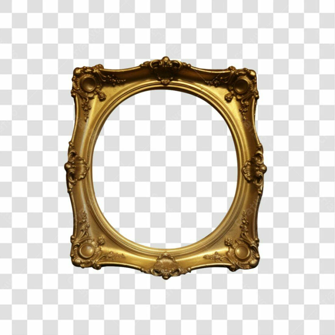 Moldura Oval Dourada PNG com fundo transparente
