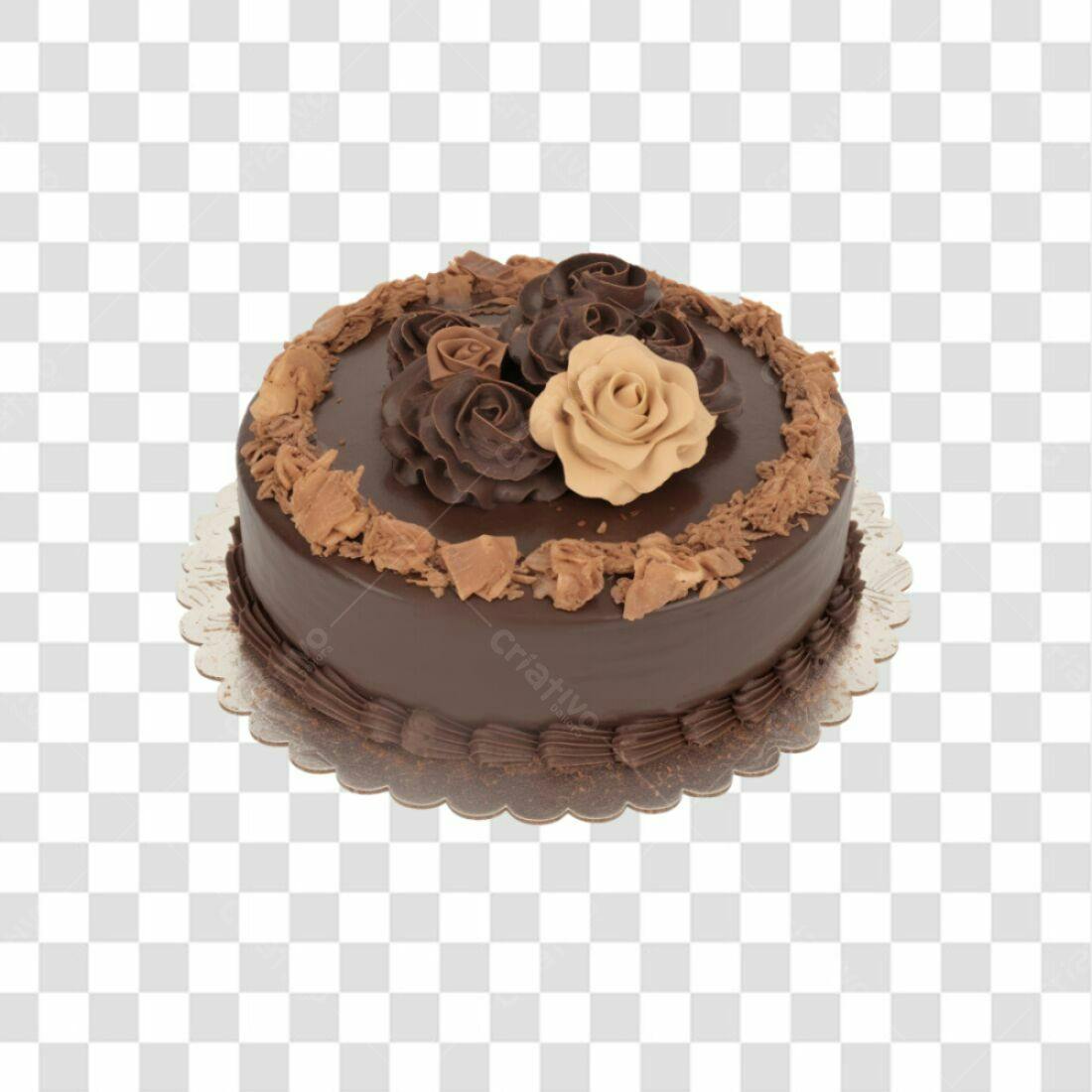 Imagem Bolo Chocolate Rosas PNG com fundo transparente