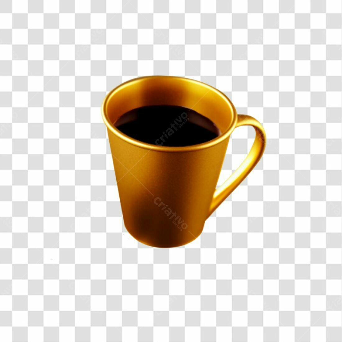 Icone Café Dourado PNG com fundo transparente