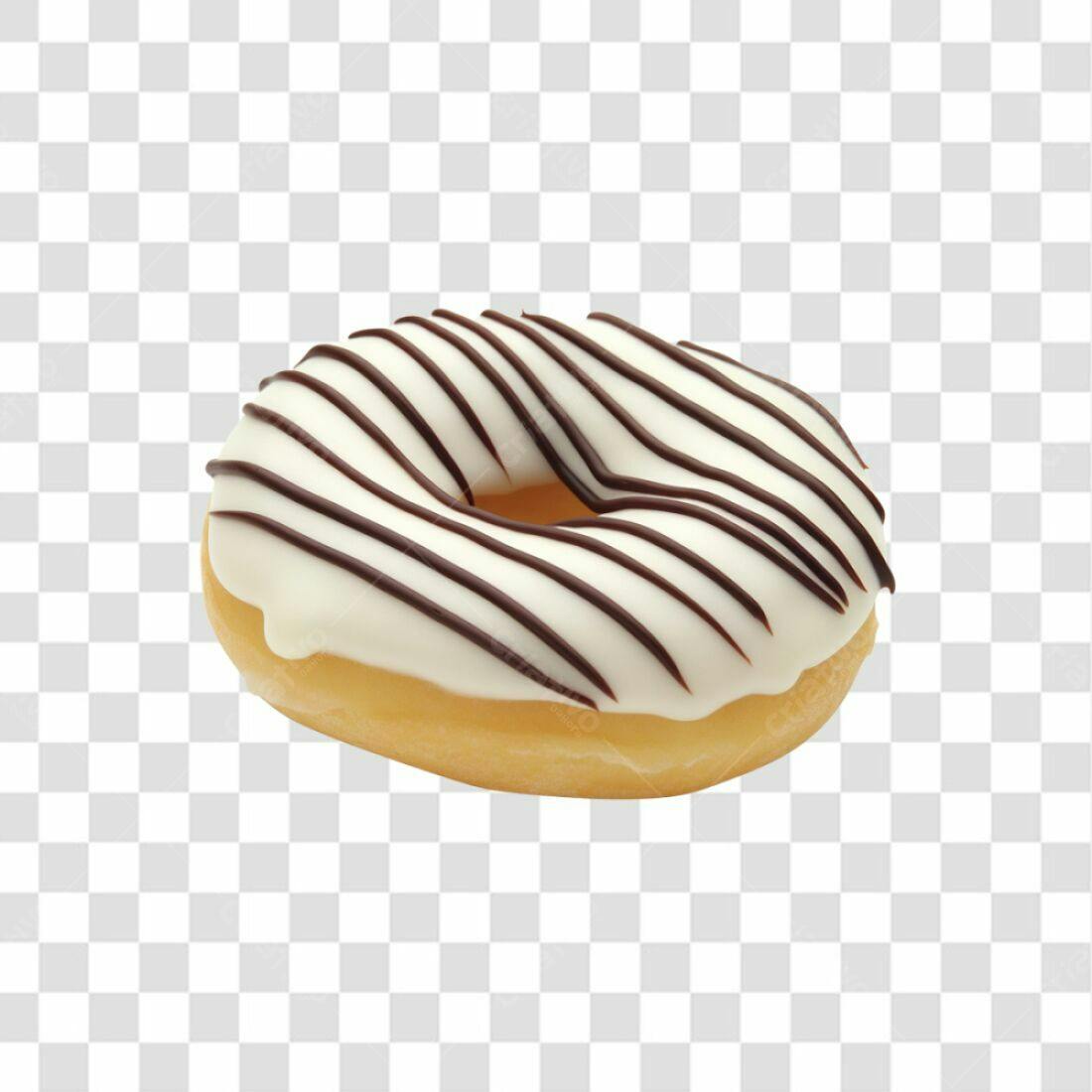 Icone Donut com cobertura branca e chocolate PNG com fundo transparente