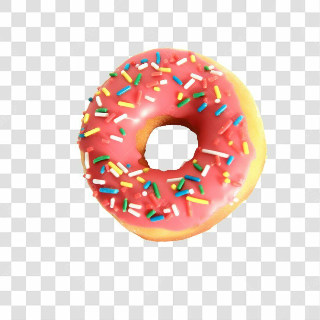 Icone Donut Rosa com Granulado PNG com fundo transparente