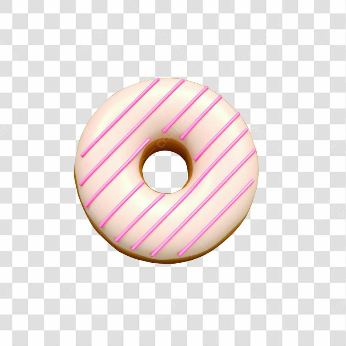 Icone Donut Rosa e Branco PNG com fundo transparente