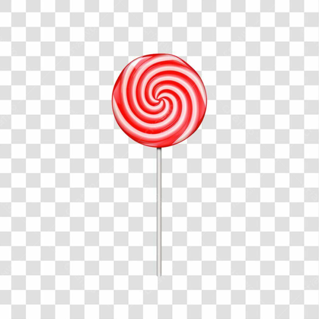 Icone Pirulito Vermelho e Branco PNG com fundo transparente