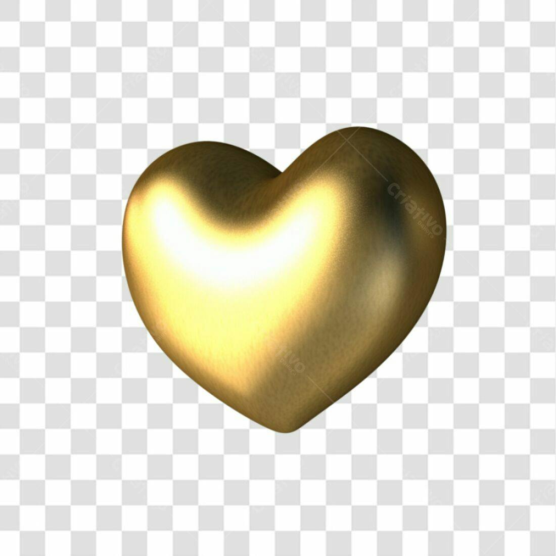 Icone Dia dos Namorados Coração Dourado PNG com fundo transparente