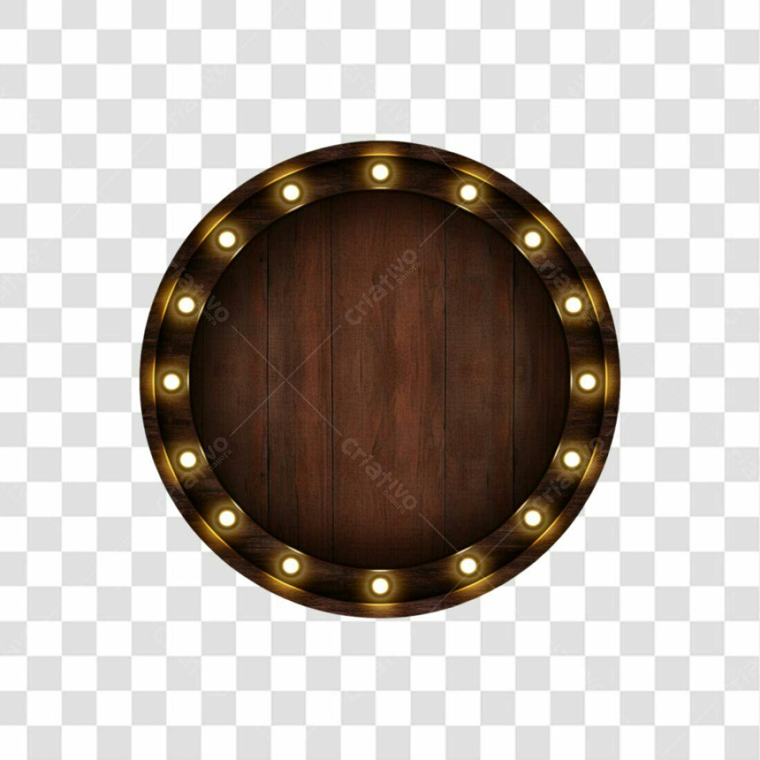Moldura Circular Madeira PNG com fundo transparente