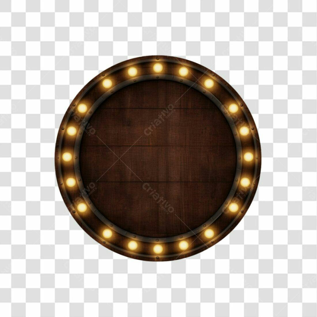 Moldura Circular em Madeira PNG com fundo transparente