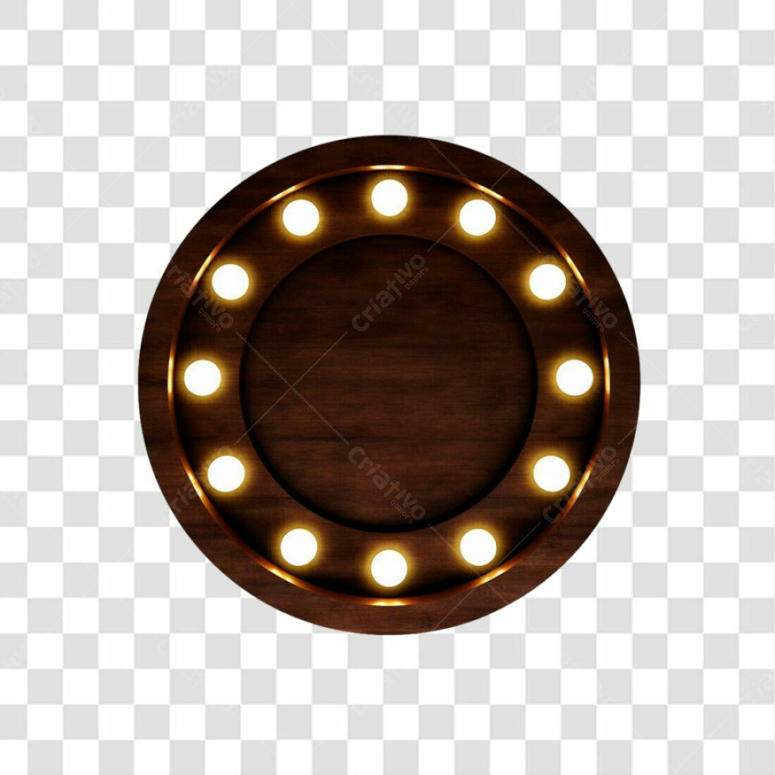 Moldura circular em madeira PNG com fundo transparente