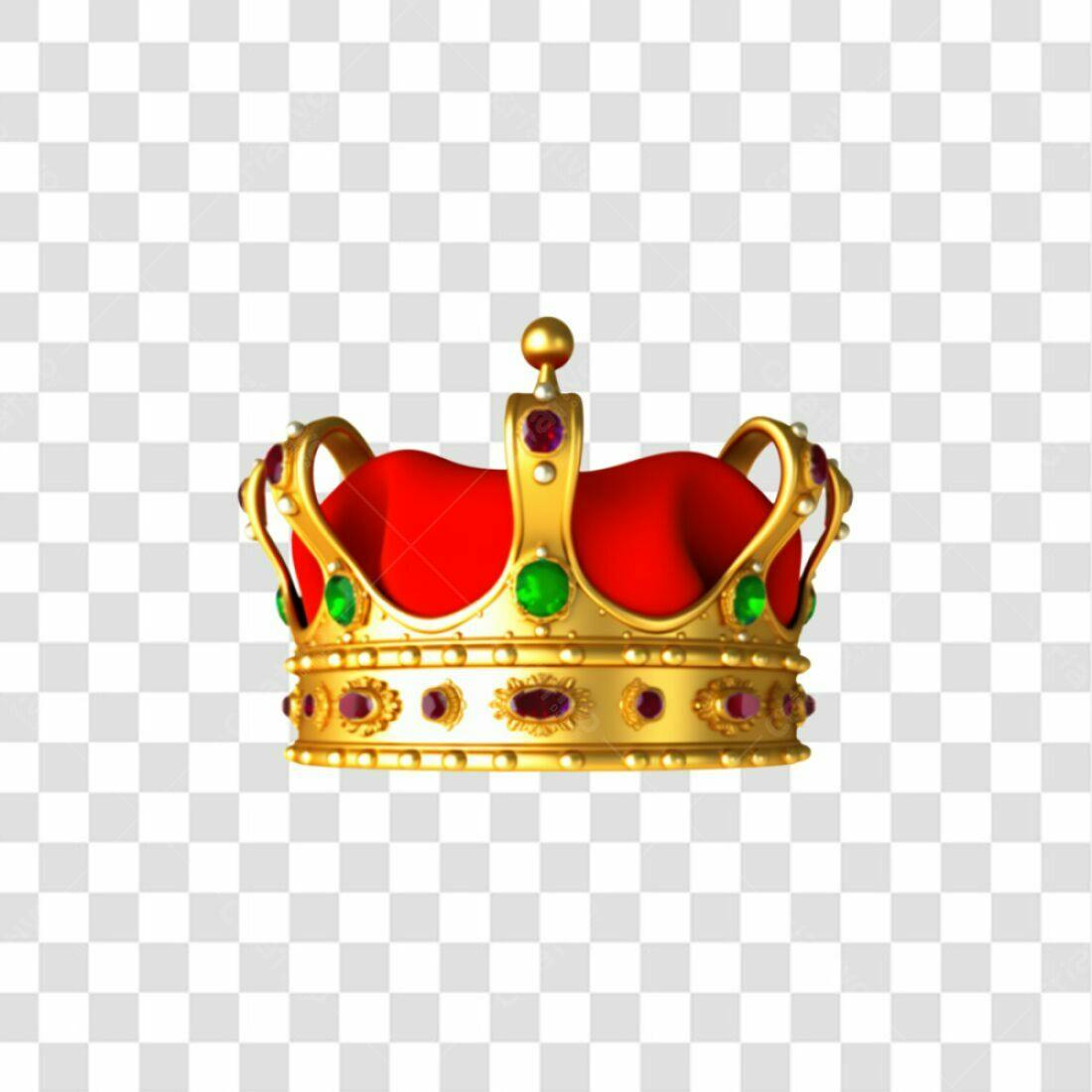 Icone Coroa Real Ouro Vermelho PNG com fundo transparente