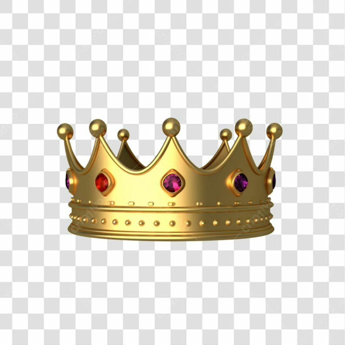 Icone Coroa Real Ouro e Gemas PNG com fundo transparente