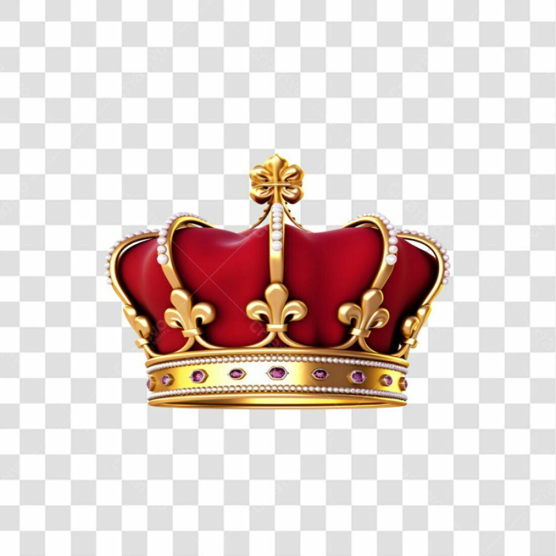 Icone Coroa Real Ouro Vermelho PNG com fundo transparente