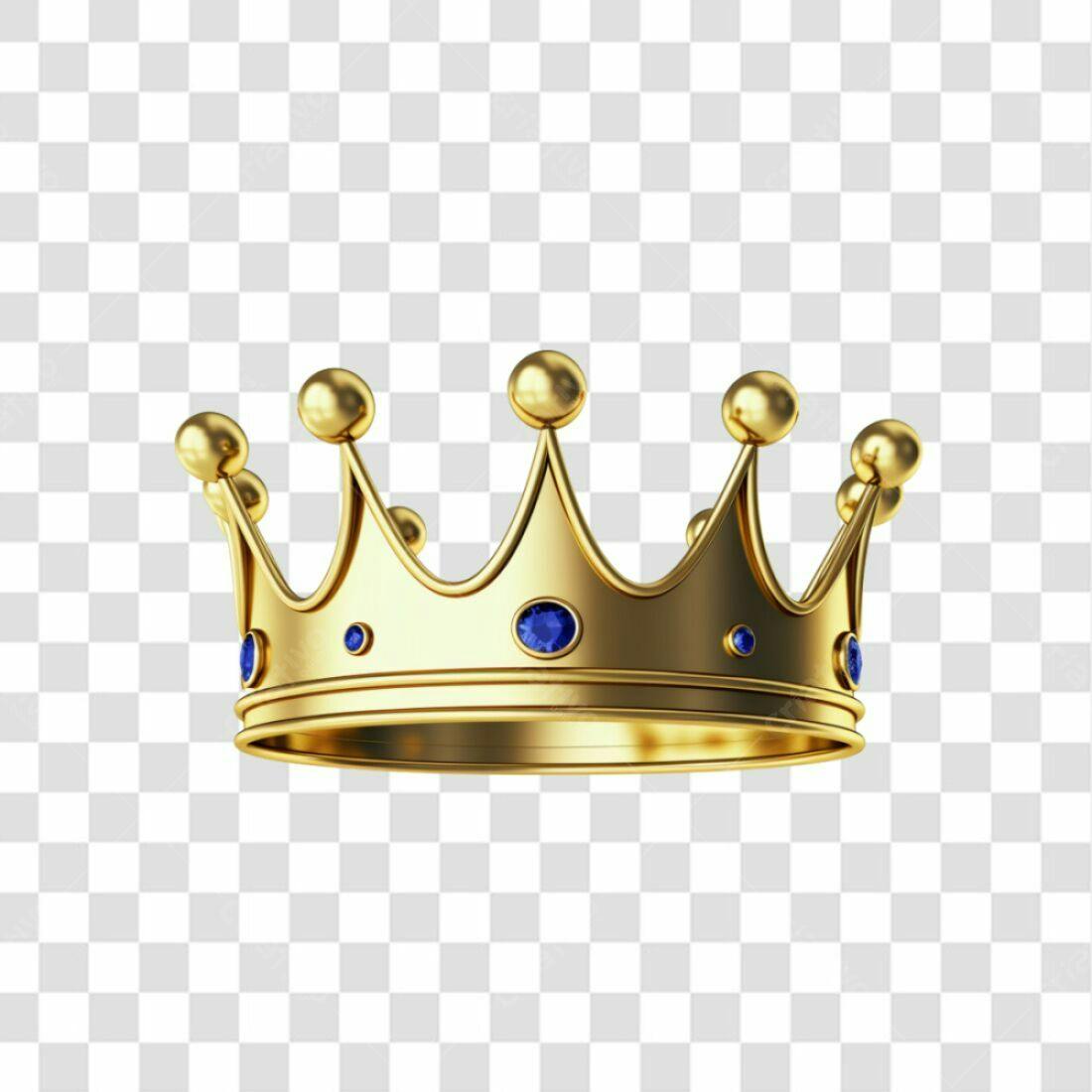 Icone Coroa Real Ouro e Safiras PNG com fundo transparente