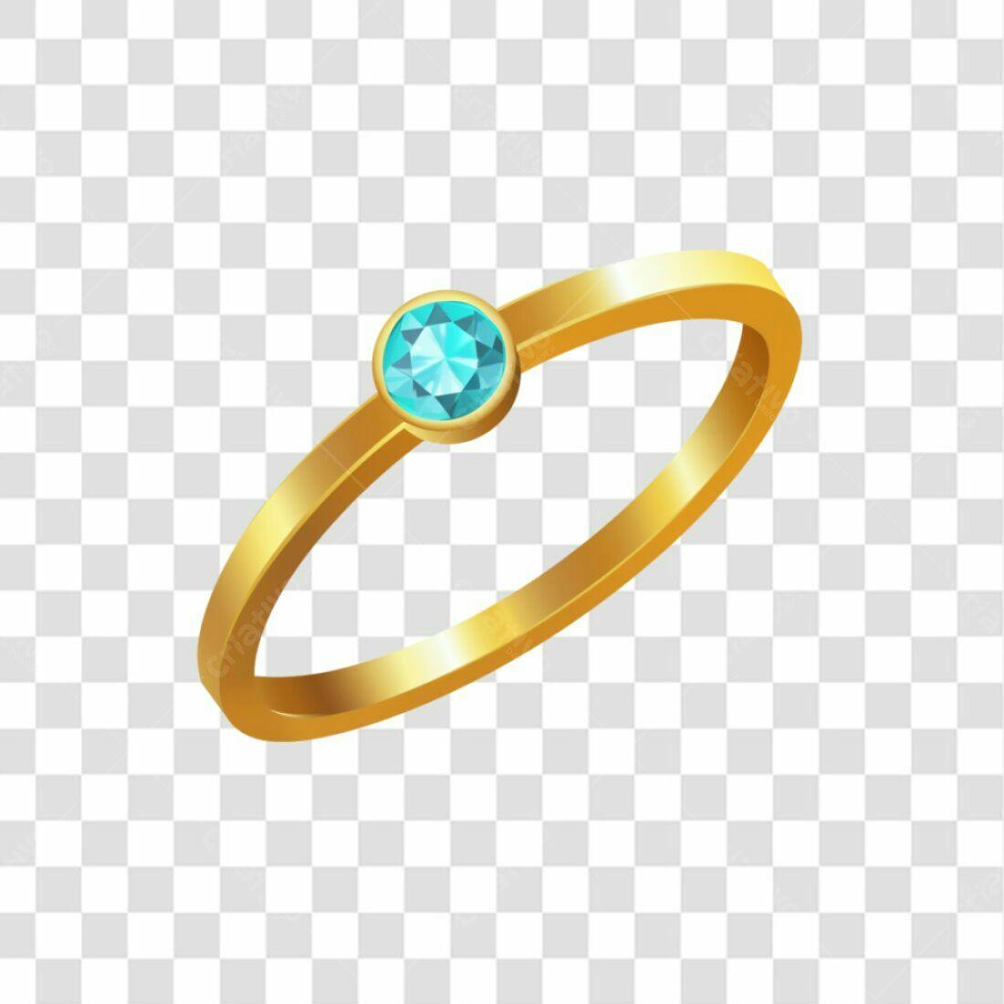Icone Anel Ouro com Pedra Azul PNG com fundo transparente