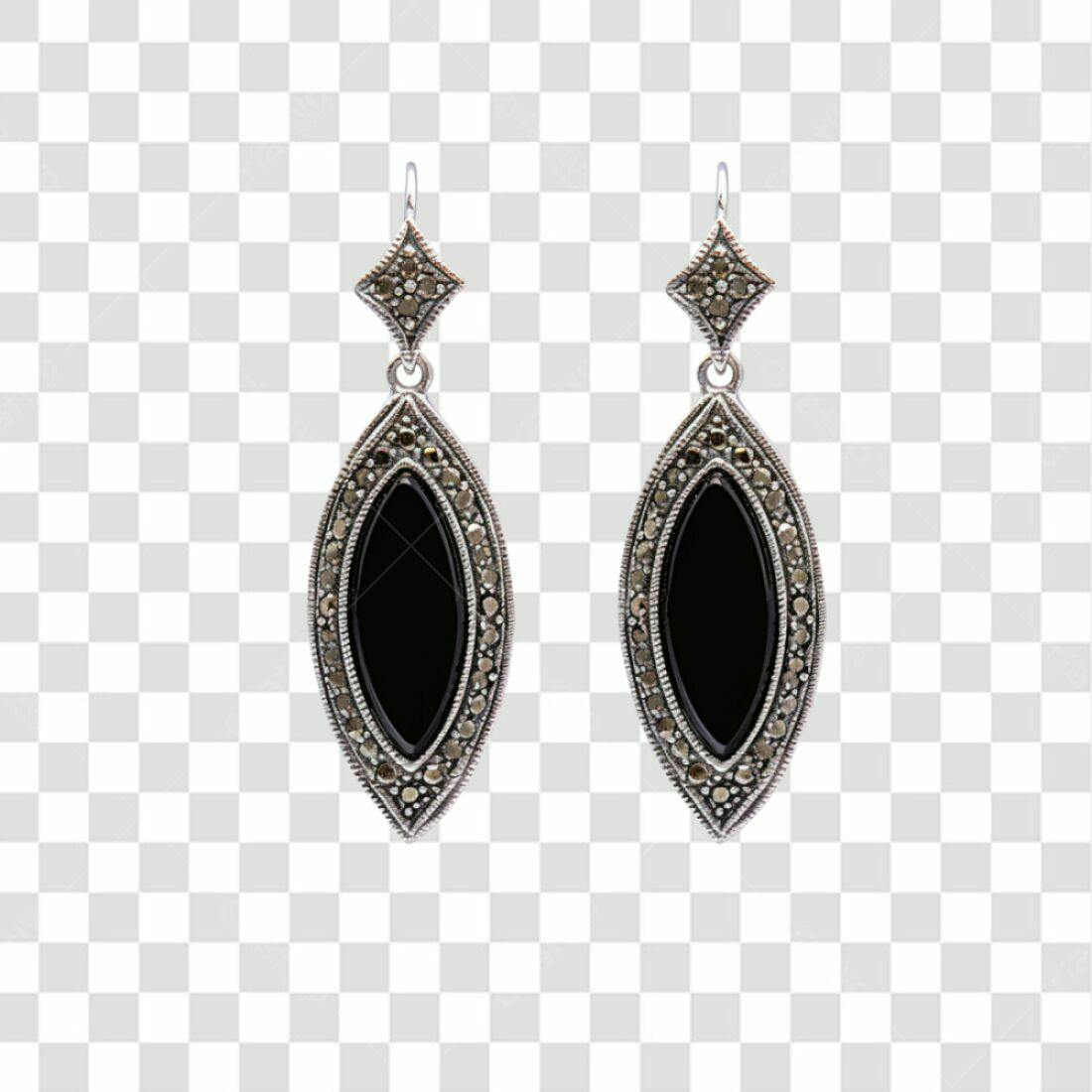 Icone Brincos Onyx e Marcasita PNG com fundo transparente