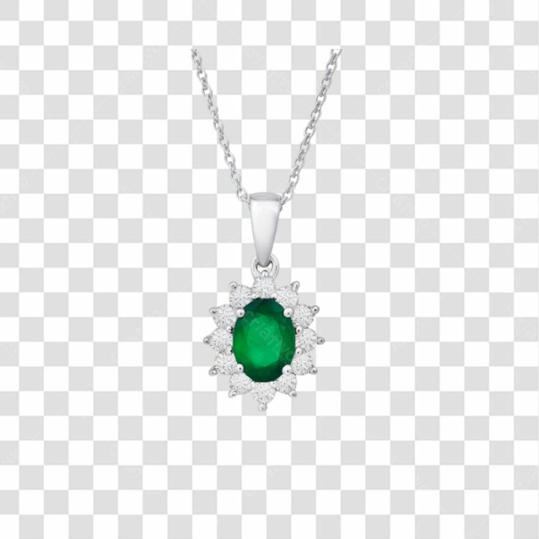 Pingente Esmeralda e Diamantes PNG com fundo transparente