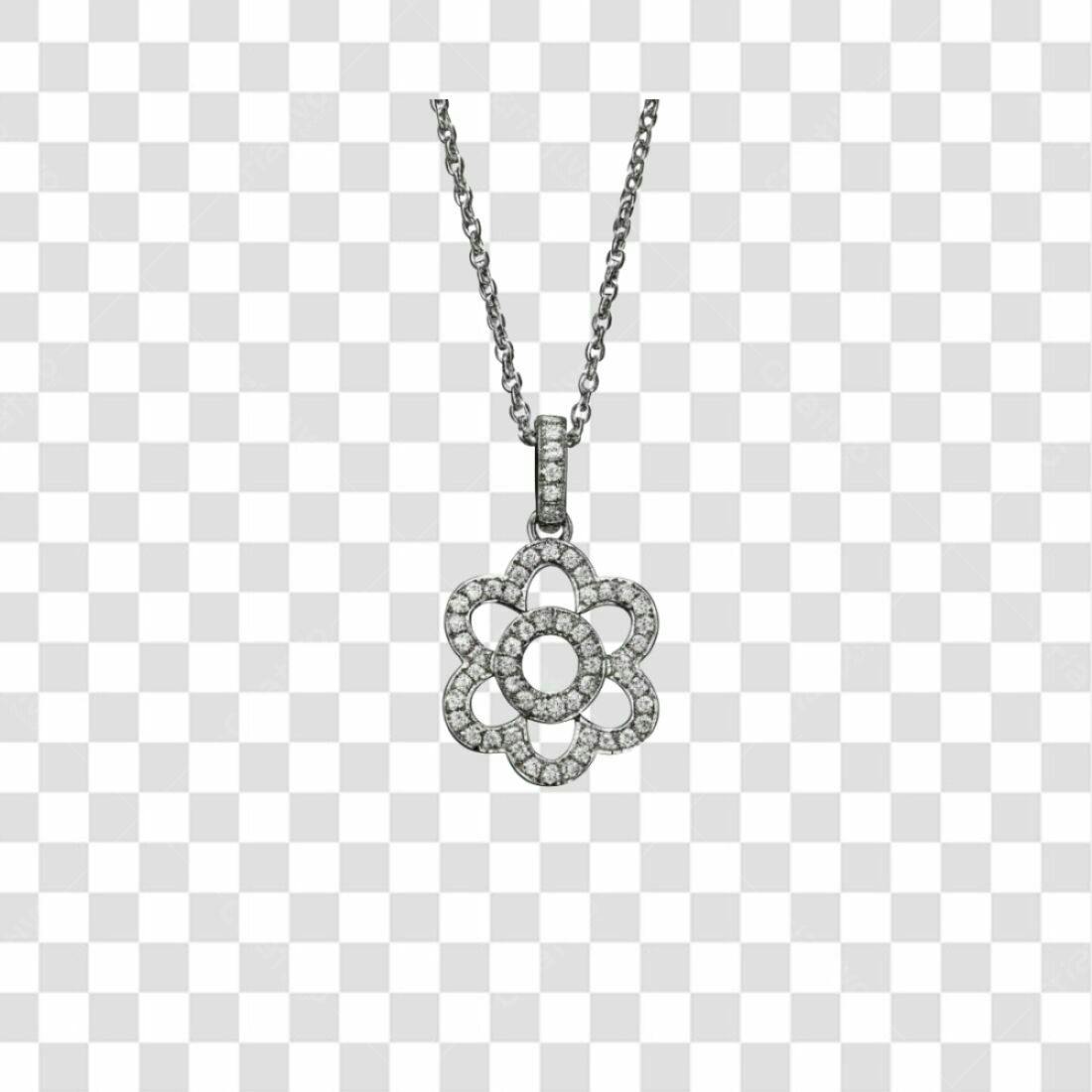 Pingente Flor com Diamantes PNG com fundo transparente