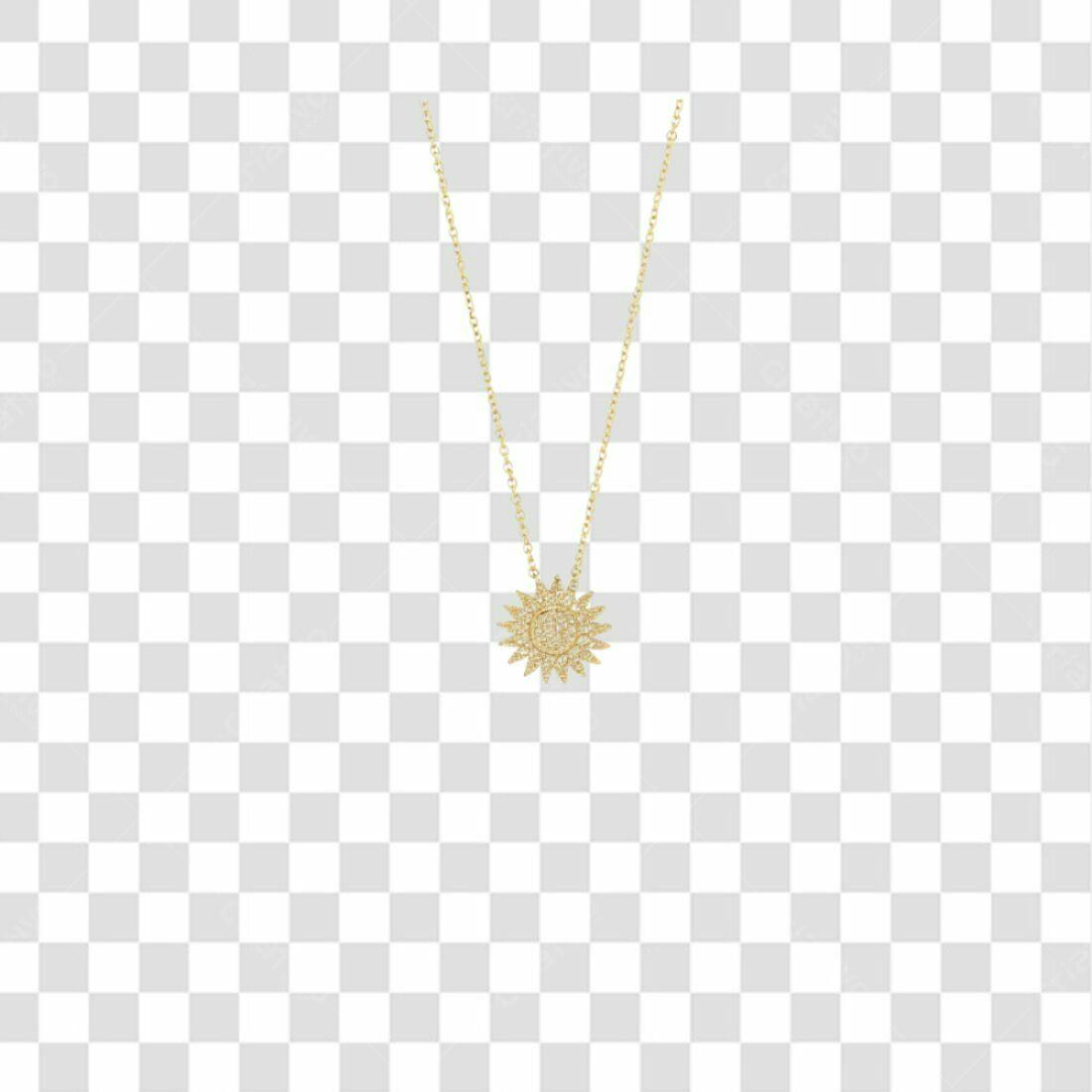 Pingente Sol em Ouro PNG com fundo transparente
