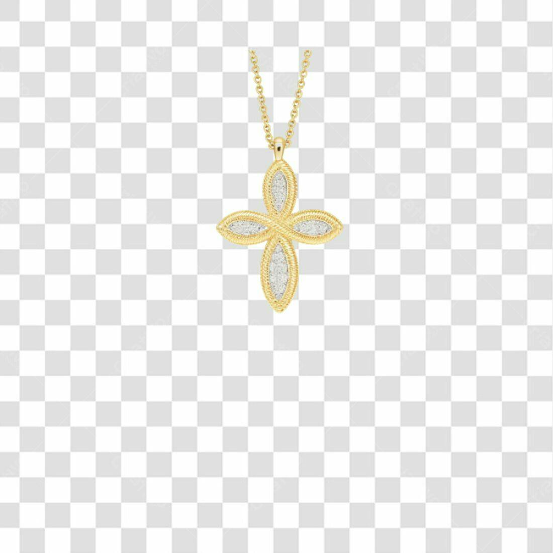 Icone Cruz Dourada com Cristais PNG com fundo transparente