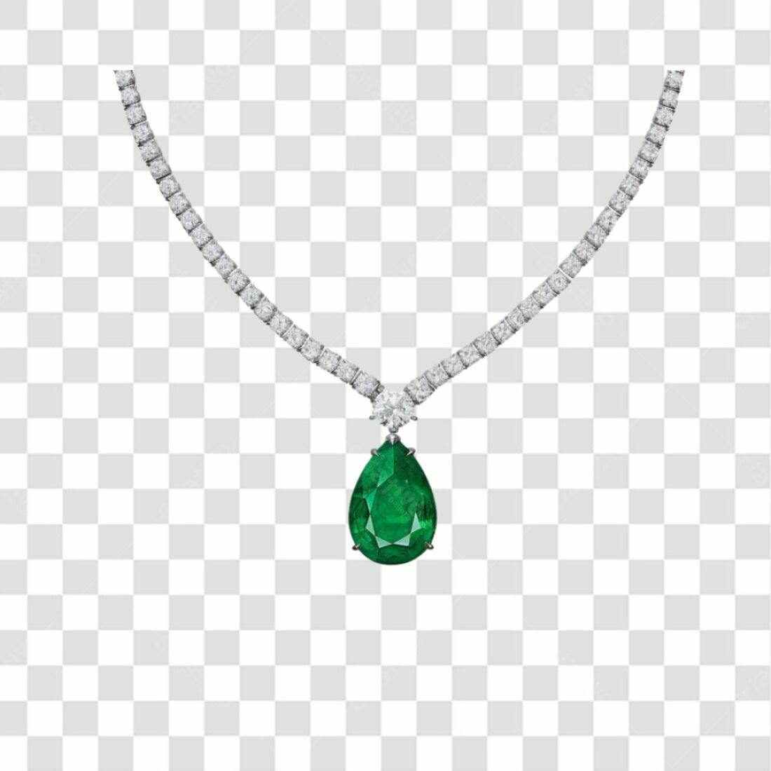 Icone Colar Esmeralda e Diamantes PNG com fundo transparente