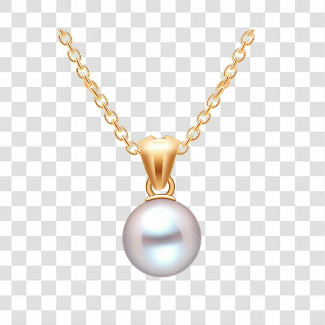 Icone Pingente Pérola e Ouro PNG com fundo transparente