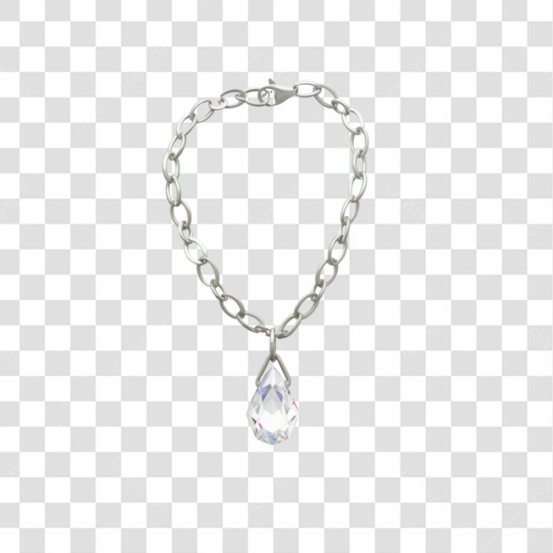 Icone Colar Prata com Pedra PNG com fundo transparente