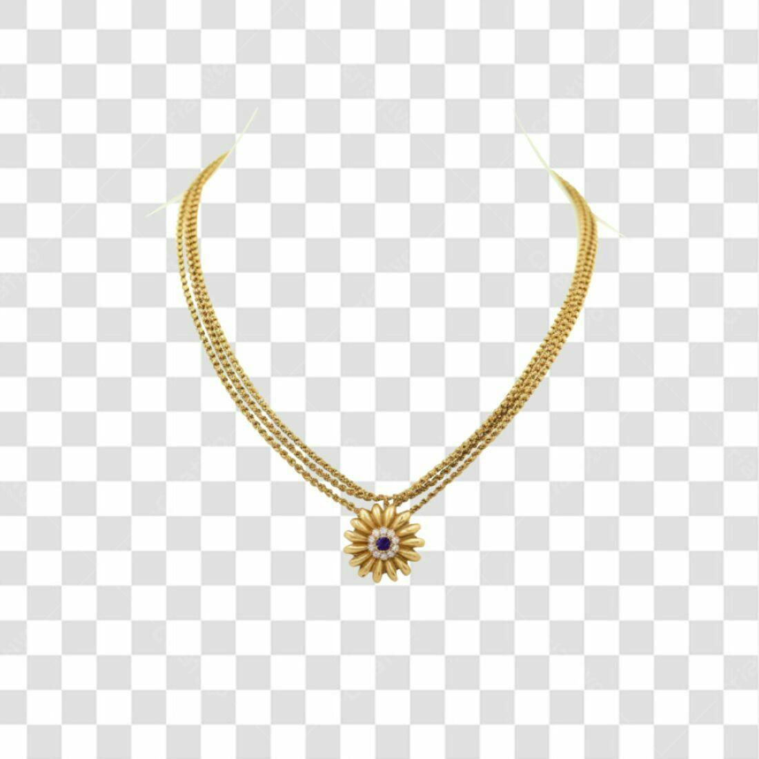 Icone Colar Flor Dourado PNG com fundo transparente