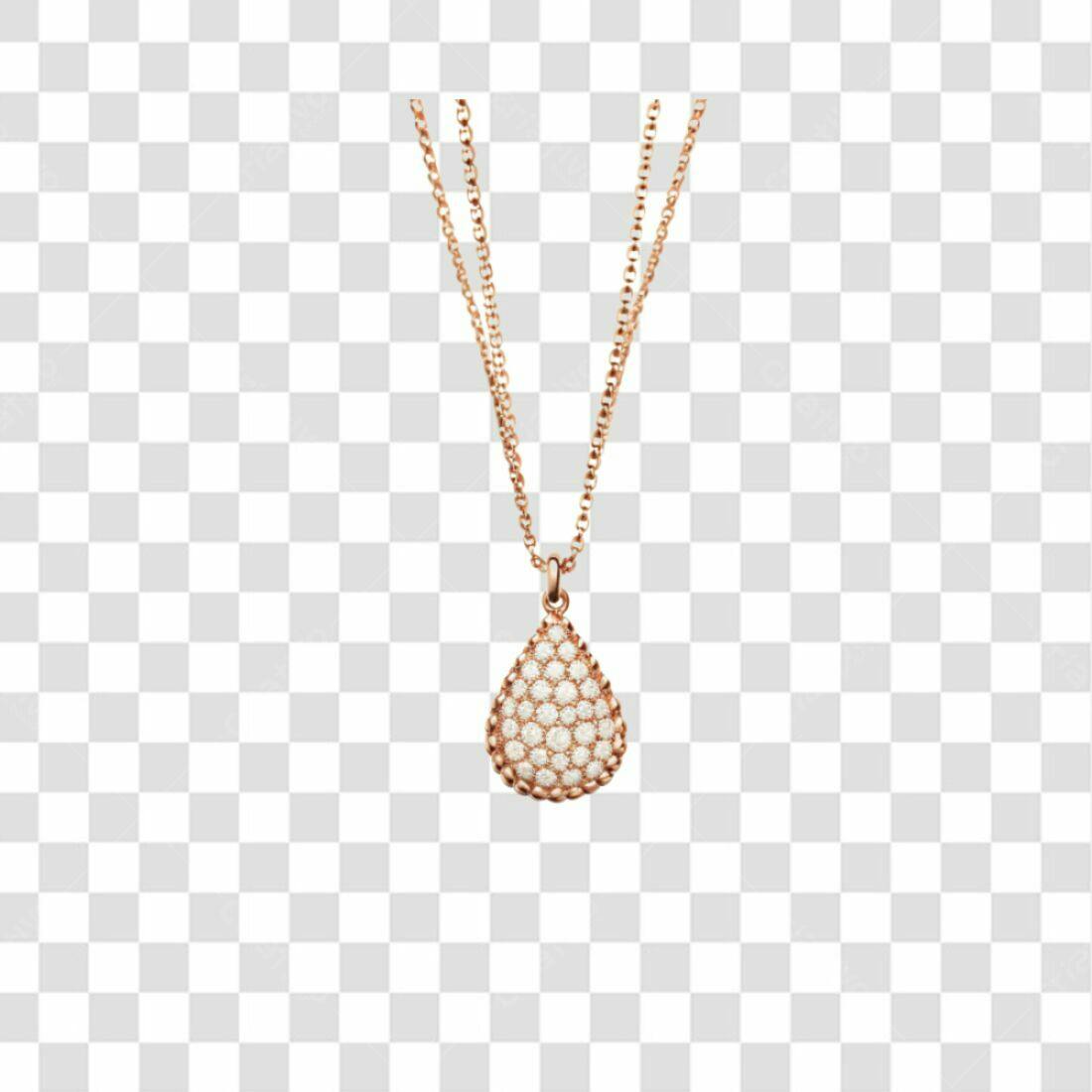Icone Pingente Ouro Rosa com Diamantes PNG com fundo transparente