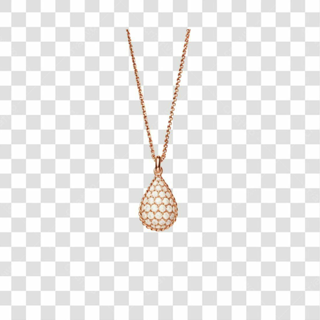 Icone Pingente Ouro Rosa com Diamantes PNG com fundo transparente