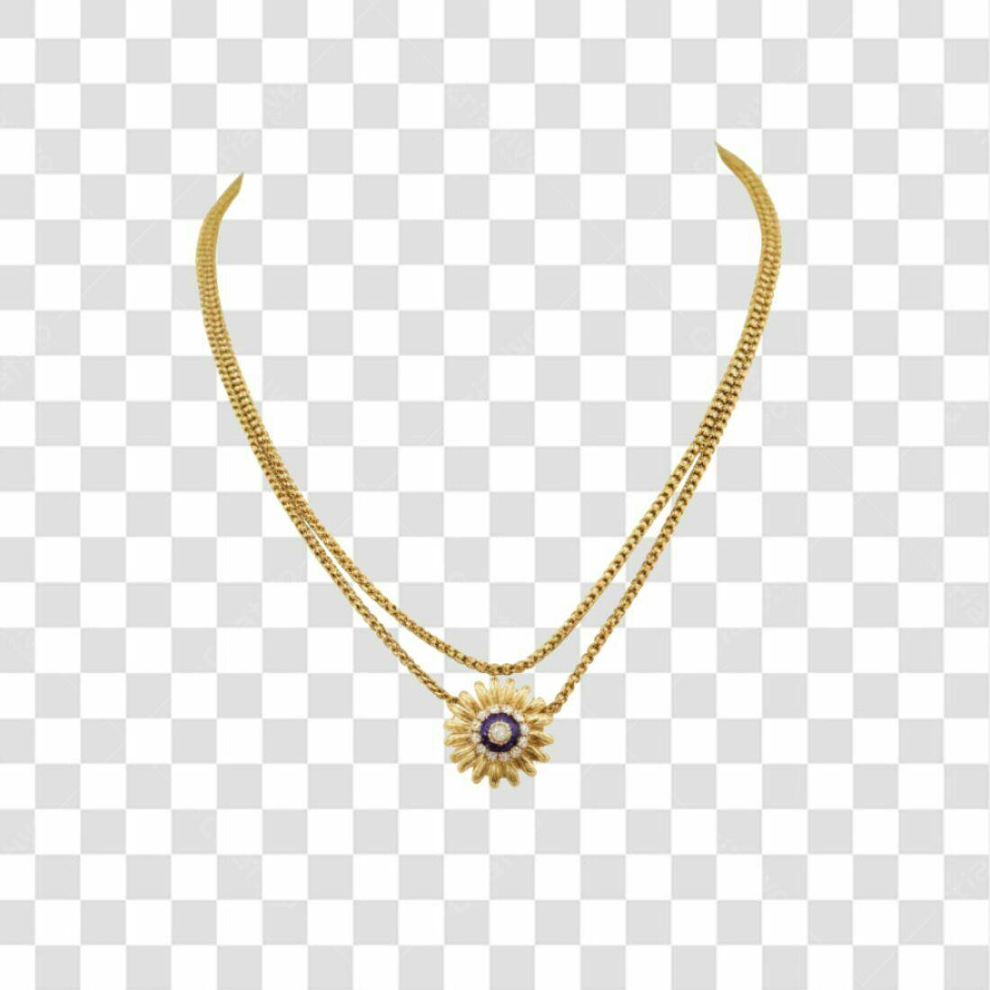 Icone Colar Flor Dourado PNG com fundo transparente