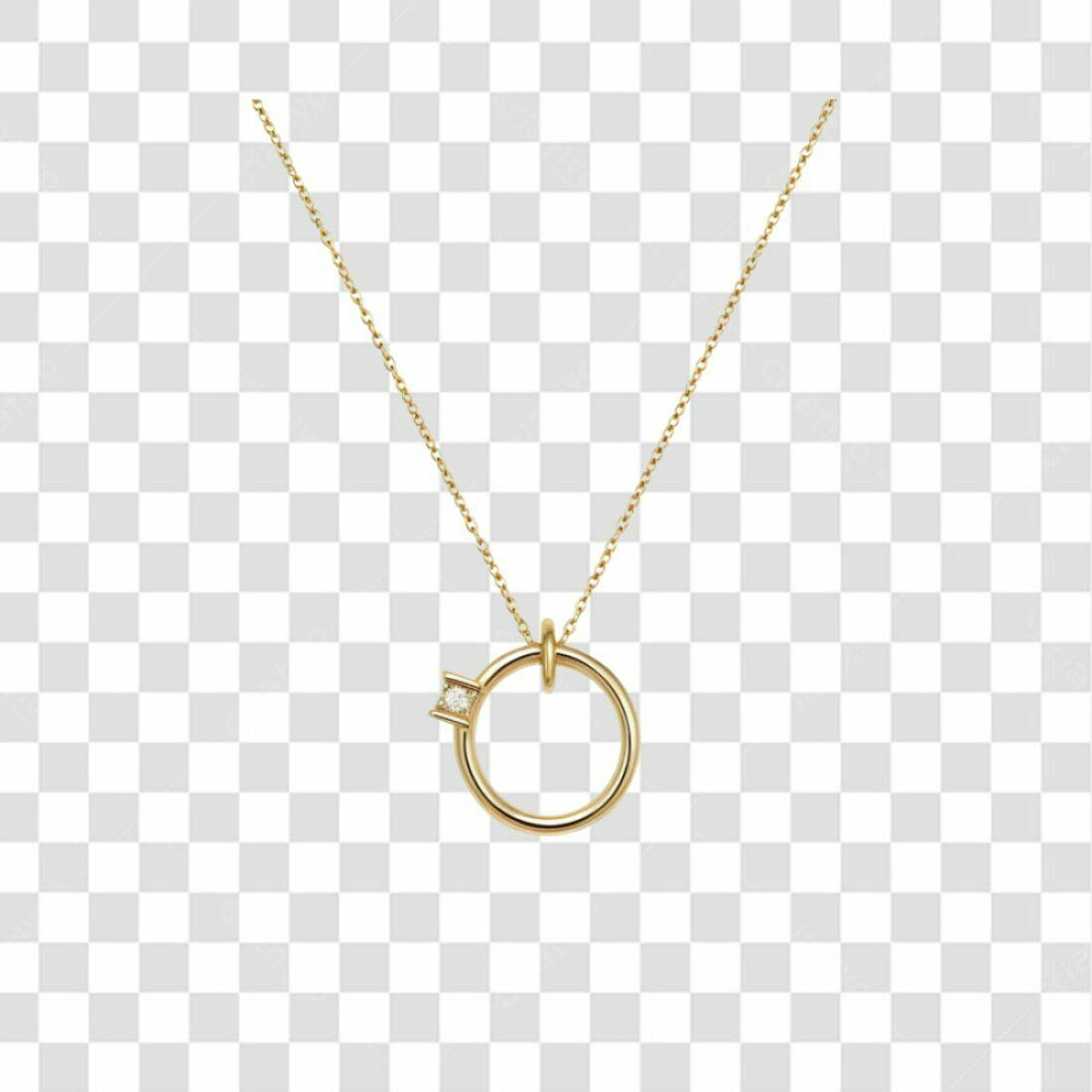 Icone de Colar Dourado com Diamante PNG com fundo transparente