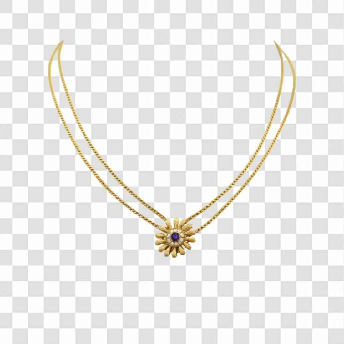Icone de colar dourado com flor PNG com fundo transparente