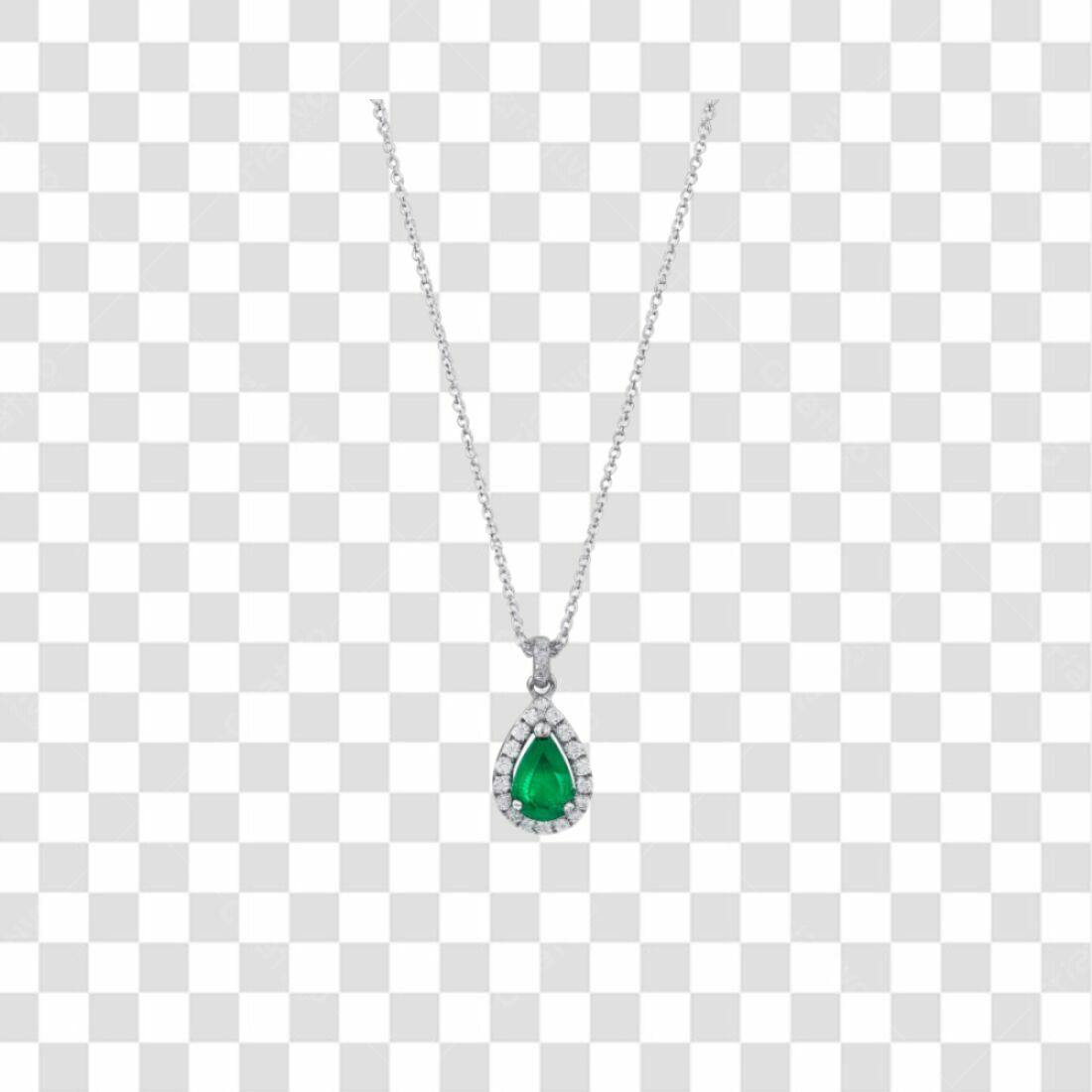 Pingente Esmeralda Diamantes PNG com fundo transparente