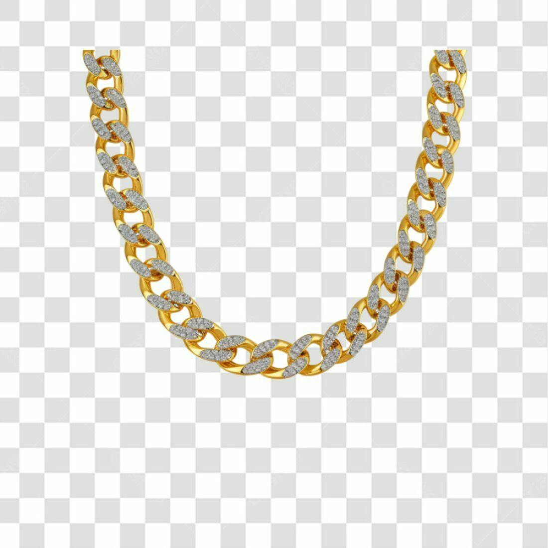 Icone Joia Corrente Ouro e Diamantes PNG com fundo transparente