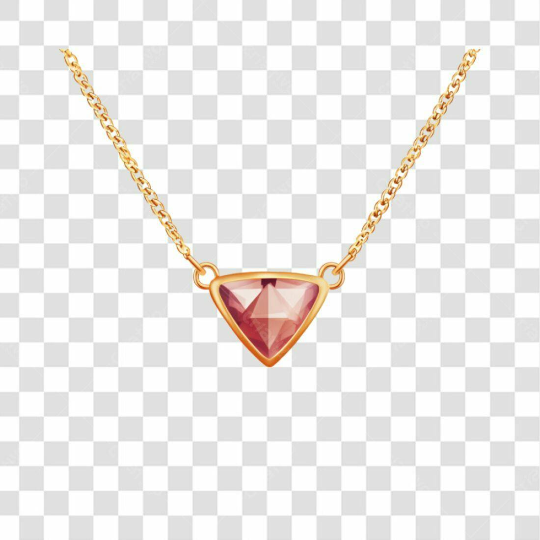 Icone Colar com Pedra Rosa Triangular PNG com fundo transparente