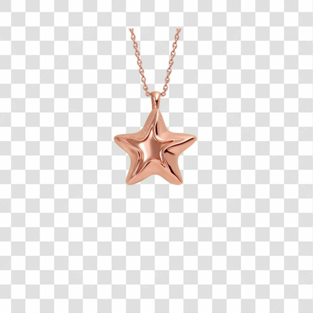 Pingente Estrela Rosa Ouro PNG com fundo transparente