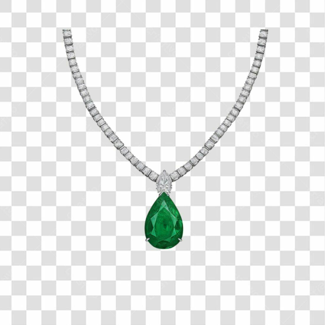 Icone de Colar Esmeralda e Diamantes PNG com fundo transparente