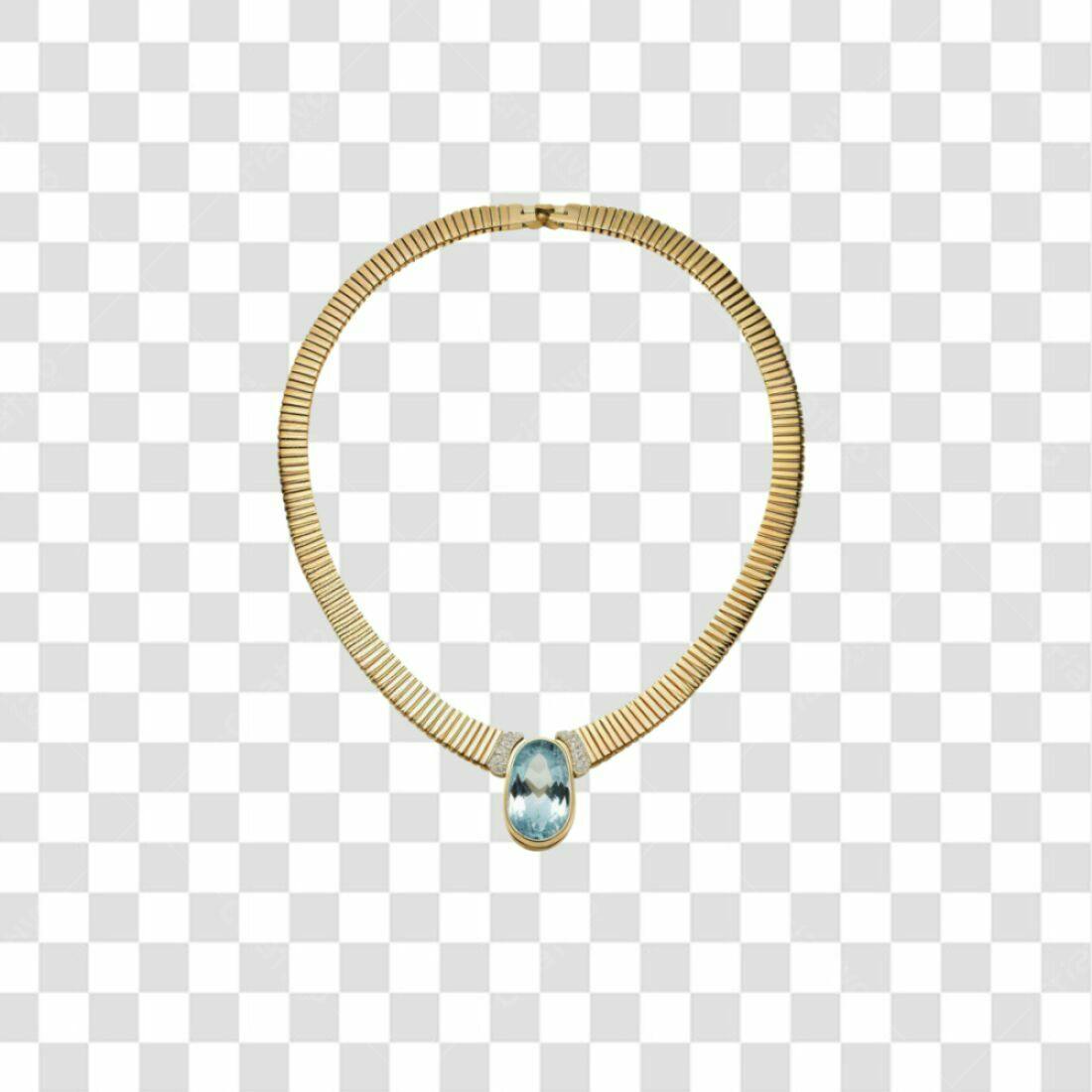 Icone Colar Ouro e Aquamarine PNG com fundo transparente