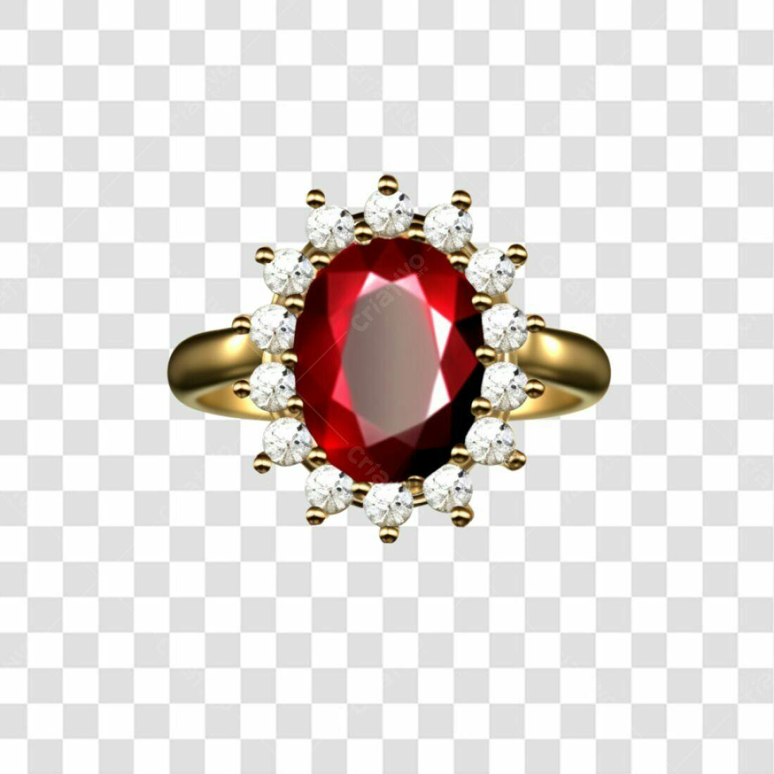 Icone Anel Rubi e Diamantes PNG com fundo transparente