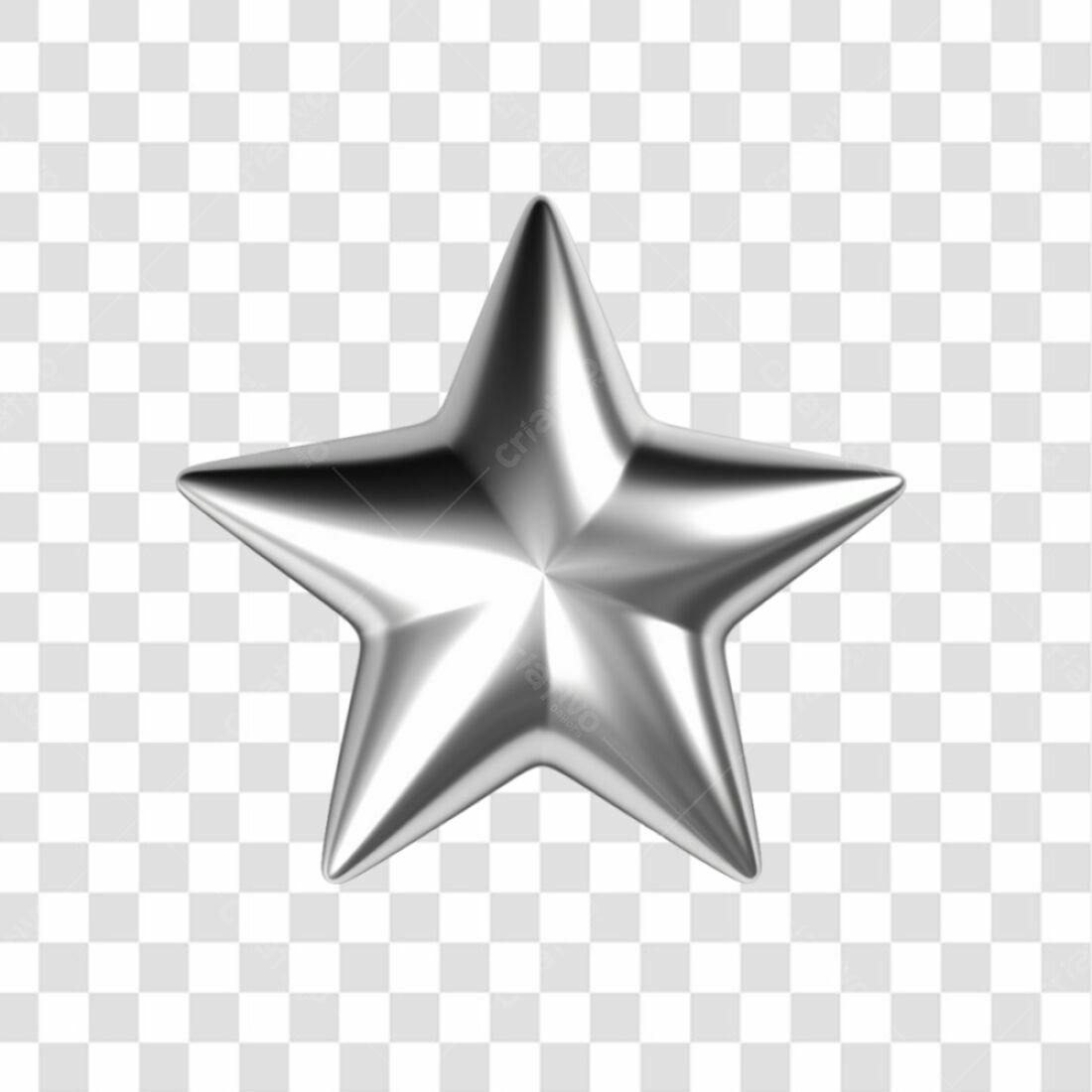 Icone Estrela Prata PNG com fundo transparente