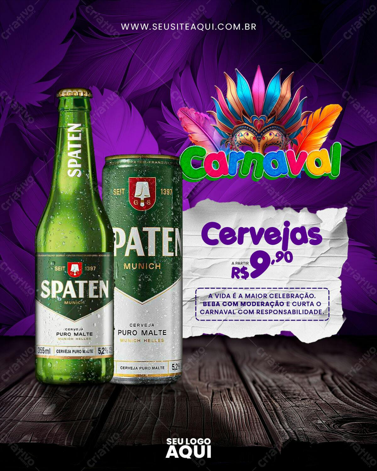Flyer Carnaval Cerveja PSD Editável