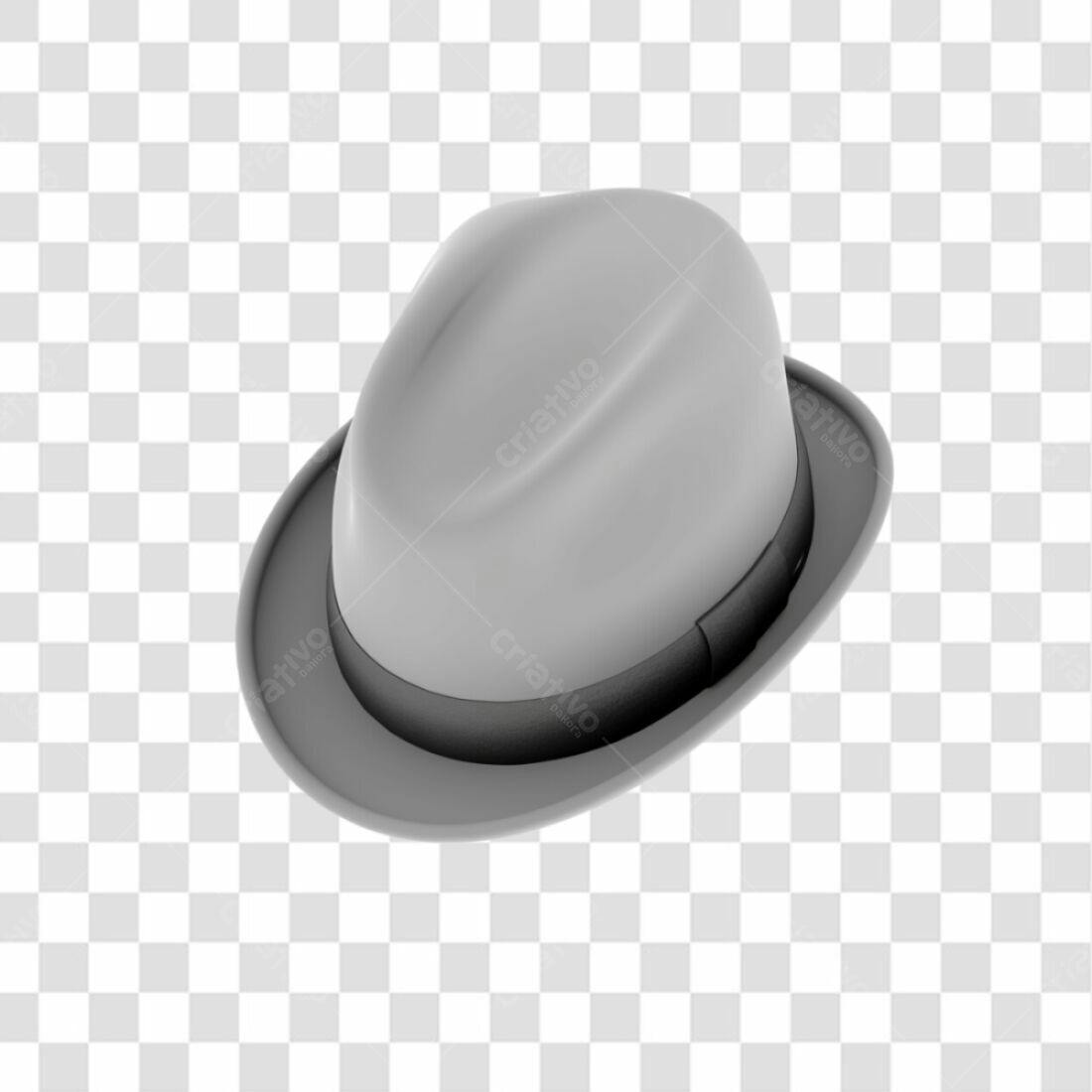 Icone Fedora Cinza PNG com fundo transparente