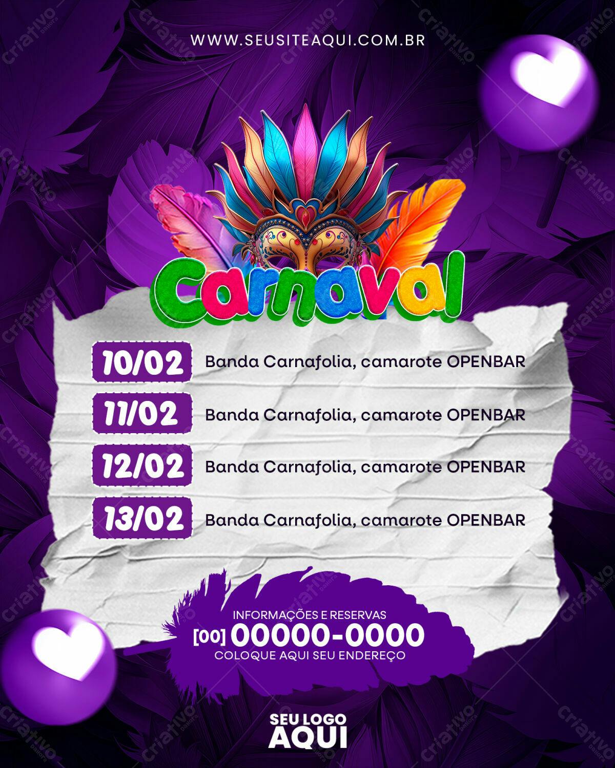 Flyer para Carnaval PSD Editável