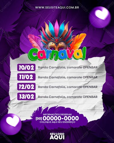 FEED | CARNAVAL | CARNIVAL | FESTA | PSD EDITÁVEL